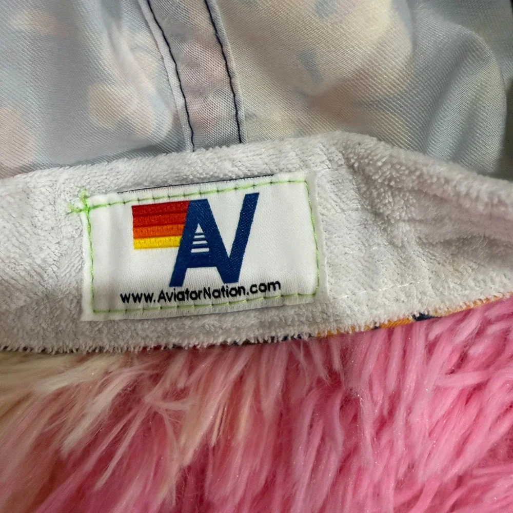 Aviator Nation Venice CA Tropical Floral Snapback Hat Navy Blue Rainbow Patch - Picture 5 of 7